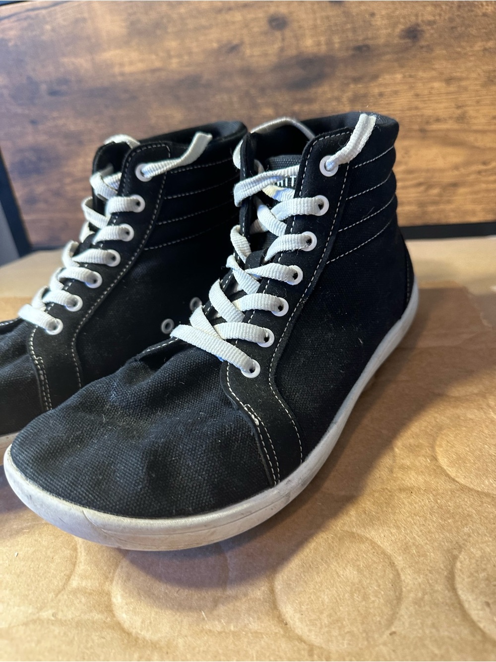WHITIN Black White Canvas 8.5 Men's High Top Lace Up Sneaker Rubber Sole W823